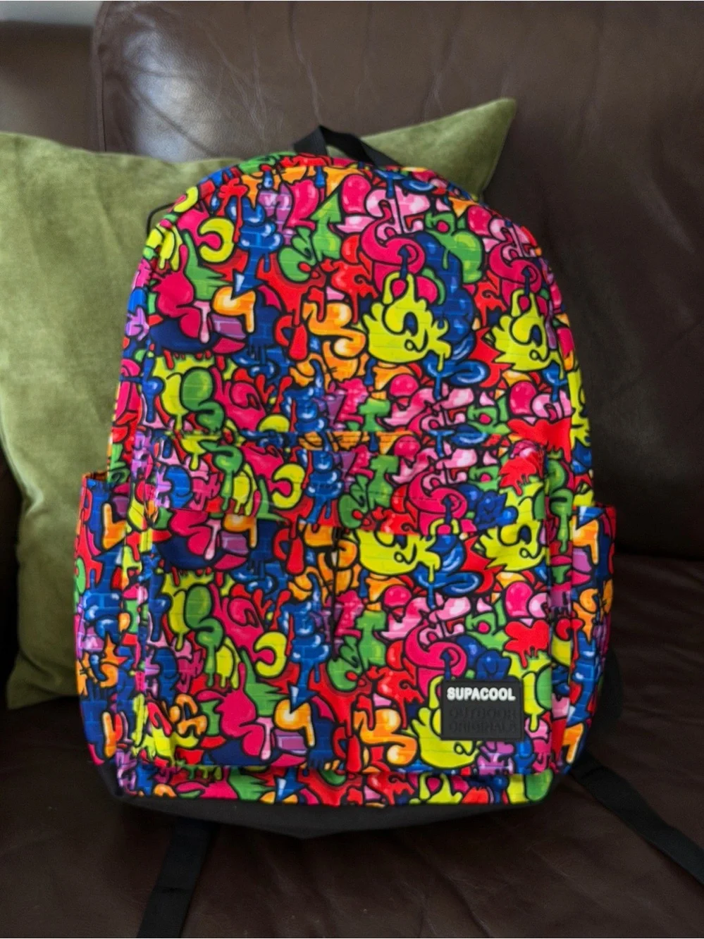Multicolor Graffiti Print Backpack -  “SUPACOOL”